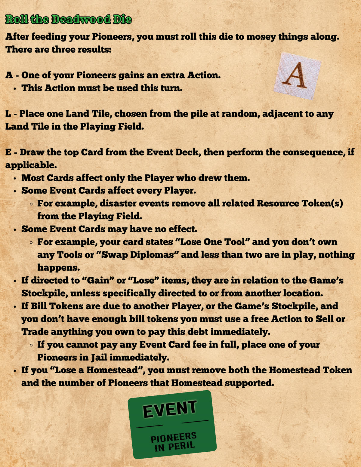 Pioneers in Peril rulebook, page 7