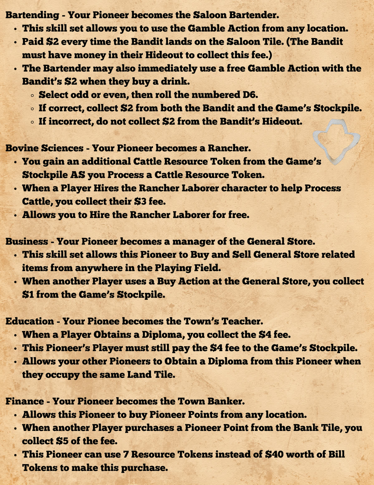 Pioneers in Peril rulebook, page 27