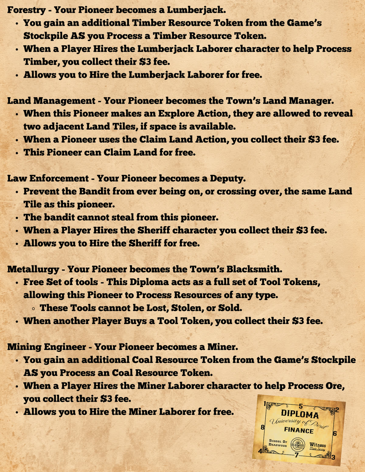 Pioneers in Peril rulebook, page 28